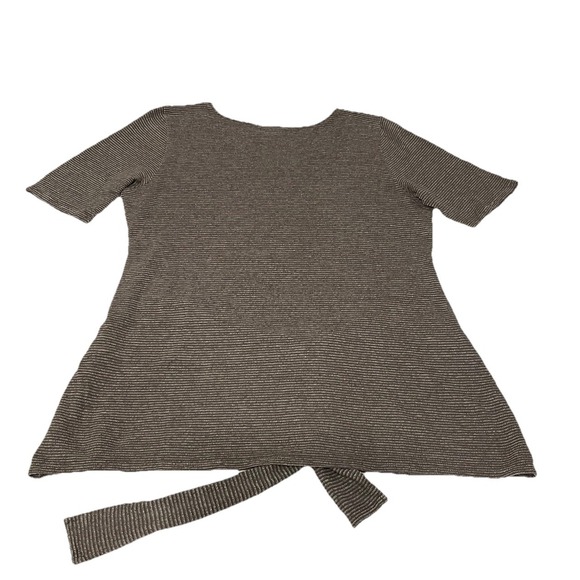 Pure Jill Tunic Women Size Small Brown Tunic Linen Modal Tie Front Short Sleeve - Picture 3 of 8